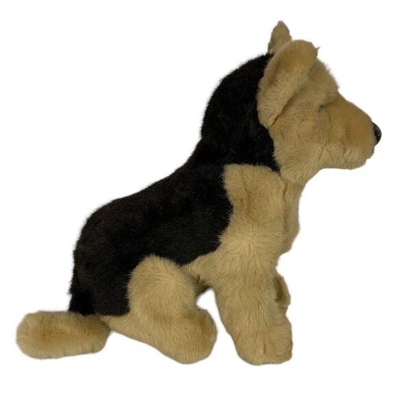 Aux Nations Plush German Shepherd Dog Stuffed Animal Seated Tan Black France - Picture 4 of 11